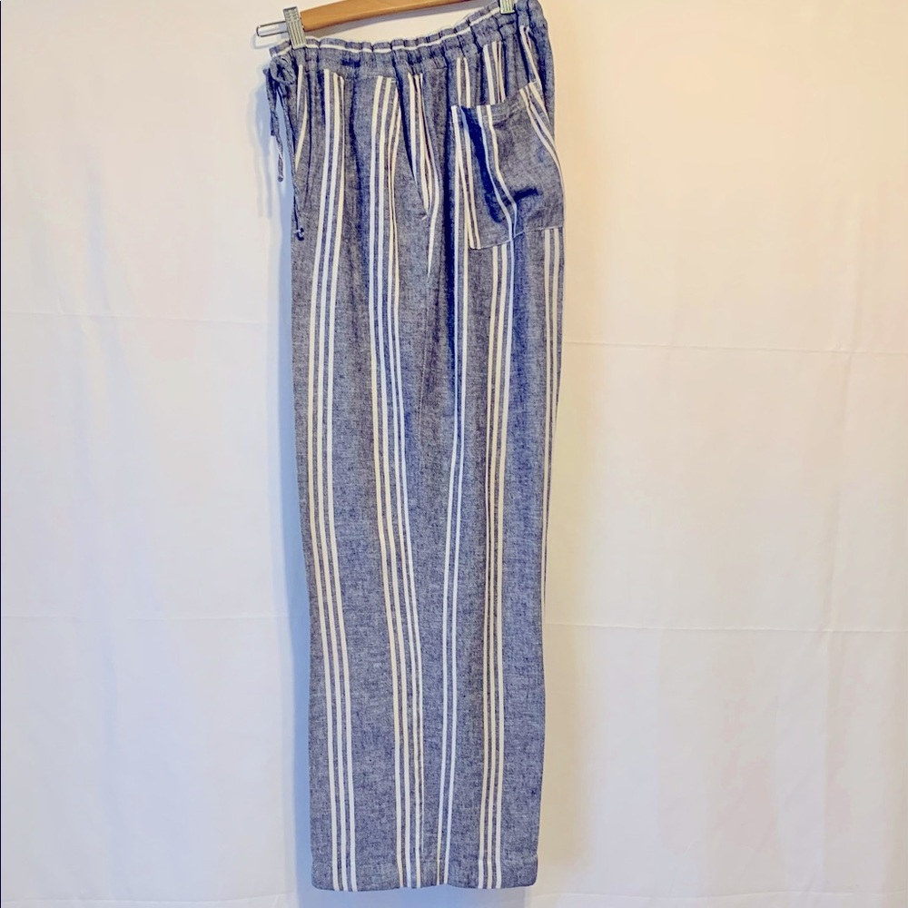 Old Navy Blue &White Stripe Linen Blend Pants, Size XL